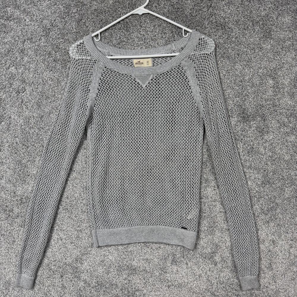 Hollister Sweater Womens XS Silver Mesh Knit Metallic Fairygrunge McBling Y2K